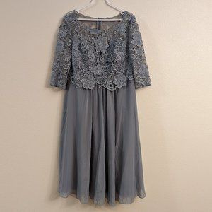 JJ's House Midi Length Dusty Blue Evening Gown Sz 16